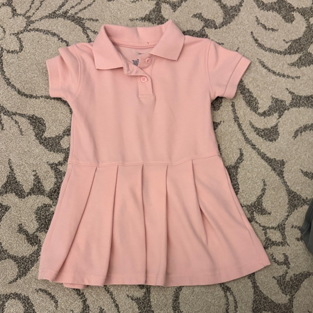 Pleated Shirt Collar Dress